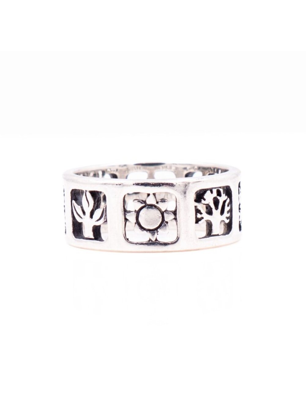 James Avery Retired Four Seasons Sterling Silver Wide Band Ring Size 7